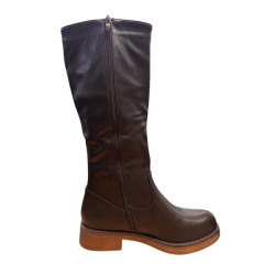 Lang Støvle Med Zip - Dark Brown