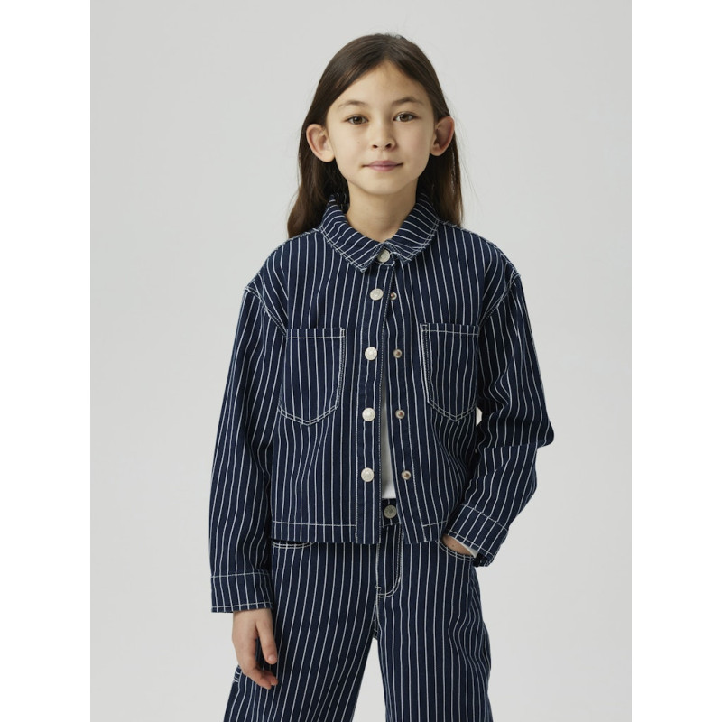 NAME IT Zoe Twill Stribet Skjorte 6466-Td T - Navy Blazer