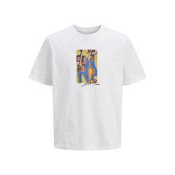 JACK & JONES Jormanchester Cubism Front Tee Kortærmet Cn - Bright Hvid