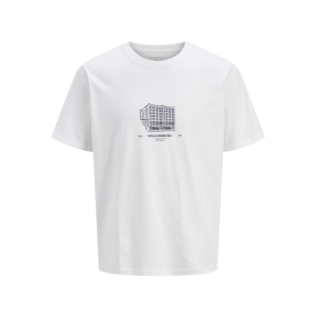 JACK & JONES Jorboston Graphic Tee Kortærmet Crew Neck - Bright Hvid