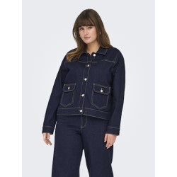 ONLY CARMAKOMA Madison Rinse Denim Jakke - Dark Blue Denim