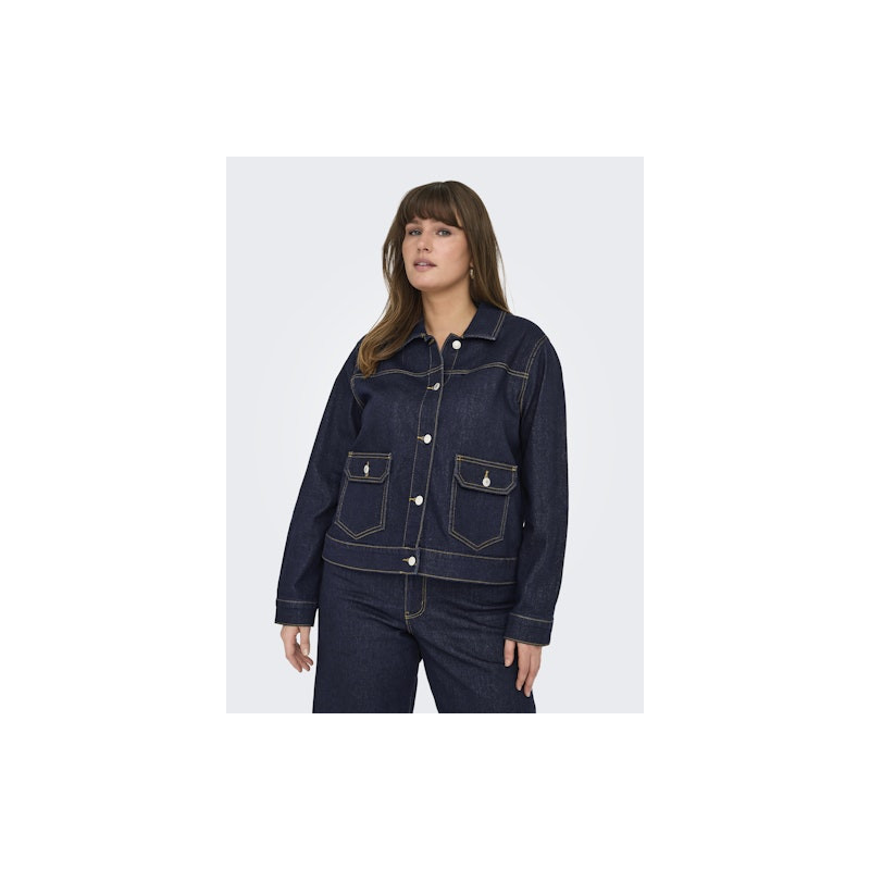 ONLY CARMAKOMA Madison Rinse Denim Jakke - Dark Blue Denim