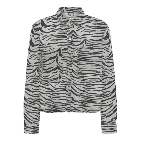 ONLY Cassie Zebra Denim Skjorte - Light Grey Denim