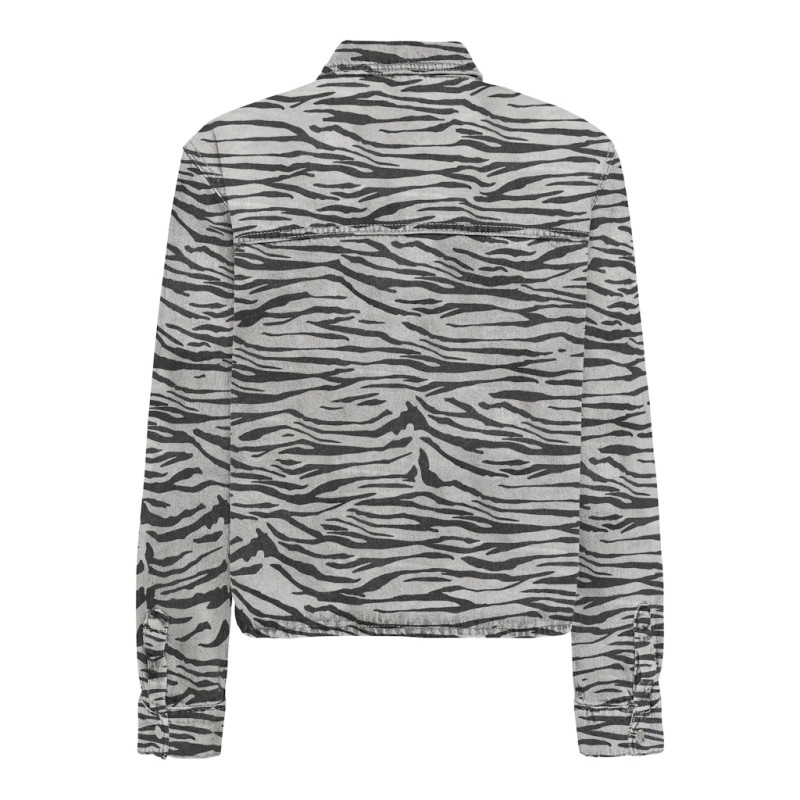 ONLY Cassie Zebra Denim Skjorte - Light Grey Denim