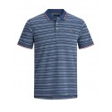 JACK & JONES Plus kortærmet polo - Striber - Medium Blue Denim