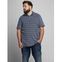 JACK & JONES Plus kortærmet polo - Striber - Medium Blue Denim