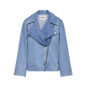 ONLY  Johanna Oversized Biker Jakke I Denim - Light Blue Denim