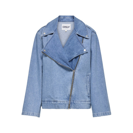 ONLY  Johanna Oversized Biker Jakke I Denim - Light Blue Denim