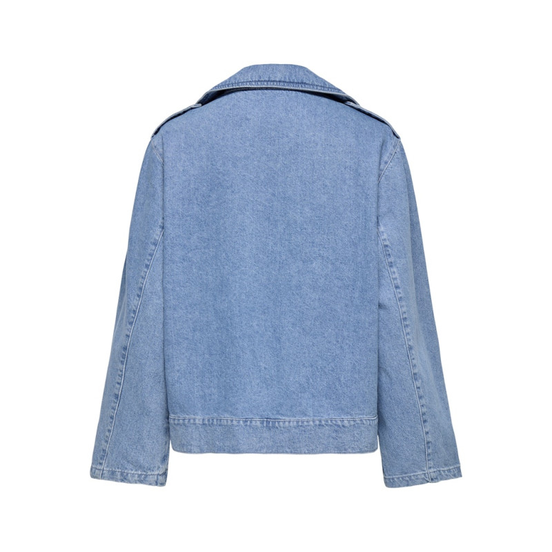 ONLY  Johanna Oversized Biker Jakke I Denim - Light Blue Denim