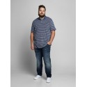 JACK & JONES Plus kortærmet polo - Striber - Medium Blue Denim