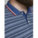 JACK & JONES Plus kortærmet polo - Striber - Medium Blue Denim