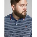 JACK & JONES Plus kortærmet polo - Striber - Medium Blue Denim
