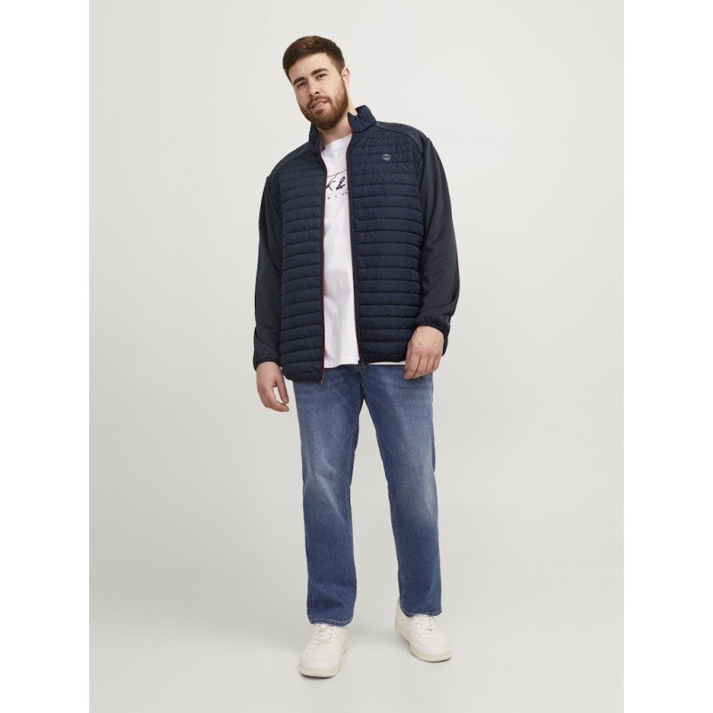 JACK & JONES Plus Multi Quilted Krave Jakke - Navy Blazer