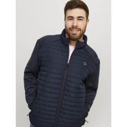 JACK & JONES Plus Multi Quilted Krave Jakke - Navy Blazer