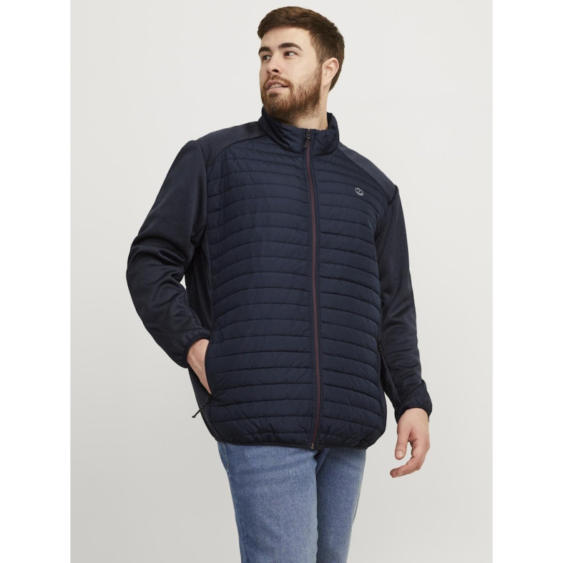 JACK & JONES Plus Multi Quilted Krave Jakke - Navy Blazer
