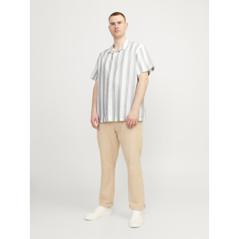 JACK & JONES Plus Size Sommer Resort S/S Hør Skjorte - Lily Pad