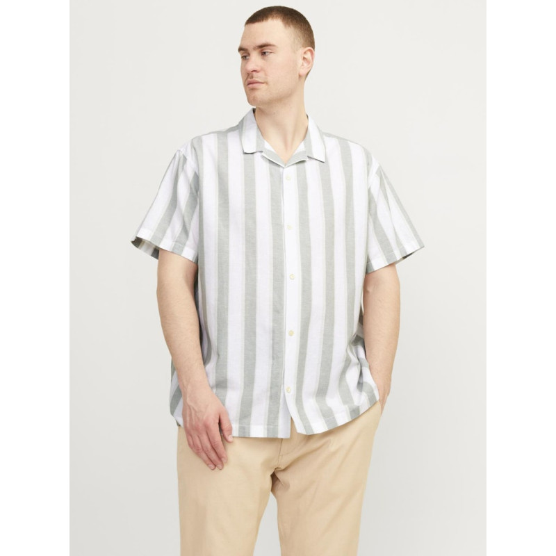 JACK & JONES Plus Size Sommer Resort S/S Hør Skjorte - Lily Pad