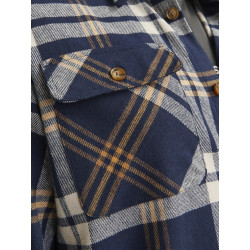 JACK & JONES Plus Size Raymond Melange Check Overshirt - Night Sky