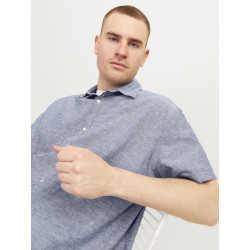JACK & JONES Plus Size Hør/ Bomuld Kortærmet Skjorte - Faded Denim