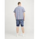 JACK & JONES Plus Size Hør/ Bomuld Kortærmet Skjorte - Faded Denim