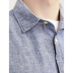 JACK & JONES Plus Size Hør/ Bomuld Kortærmet Skjorte - Faded Denim