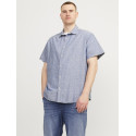 JACK & JONES Plus Size Hør/ Bomuld Kortærmet Skjorte - Faded Denim