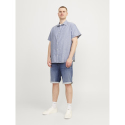 JACK & JONES Plus Size Hør/ Bomuld Kortærmet Skjorte - Faded Denim