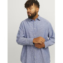 JACK & JONES Plus Size Elinen Langærmet Hør Skjorte - Faded Denim