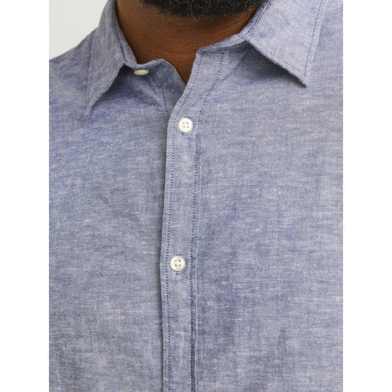 JACK & JONES Plus Size Elinen Langærmet Hør Skjorte - Faded Denim