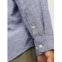 JACK & JONES Plus Size Elinen Langærmet Hør Skjorte - Faded Denim