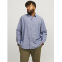 JACK & JONES Plus Size Elinen Langærmet Hør Skjorte - Faded Denim