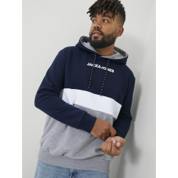 JACK & JONES Plus Reid Blocking Hoodie - Navy Blazer
