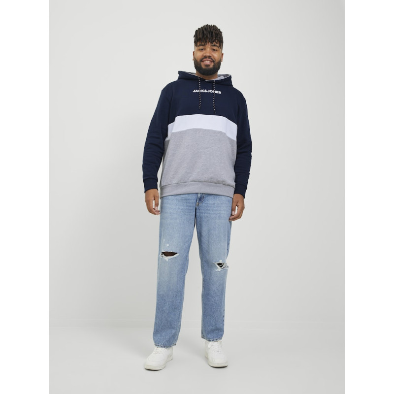 JACK & JONES Plus Reid Blocking Hoodie - Navy Blazer