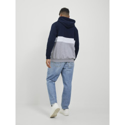JACK & JONES Plus Reid Blocking Hoodie - Navy Blazer