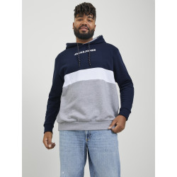 JACK & JONES Plus Reid Blocking Hoodie - Navy Blazer