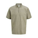 Jack & Jones PLUS Zip Polo - Silver Lining