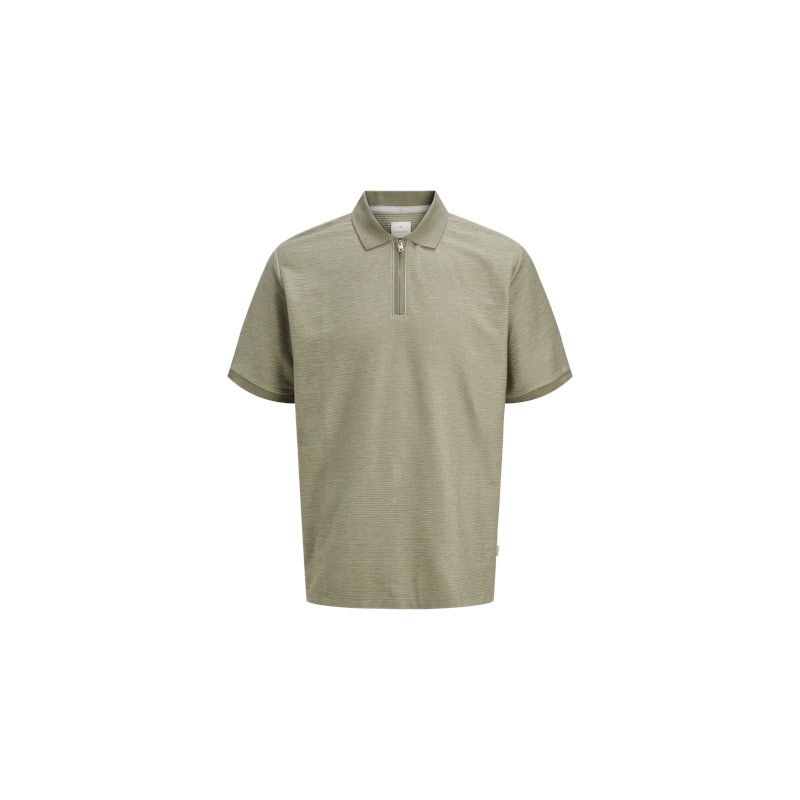 Jack & Jones PLUS Zip Polo - Silver Lining