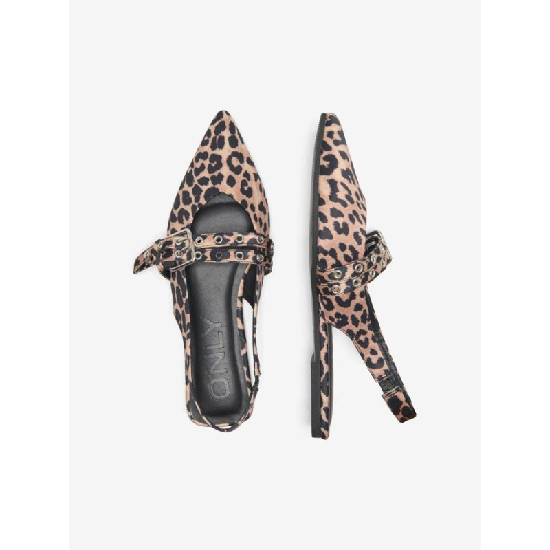 ONLY Aura-5 Slingback Ballarina Sko - Sand / Leopard