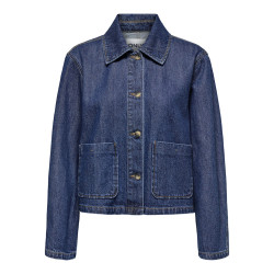 ONLY Lerine Pocket Denim Skjorte - Dark Blue Denim