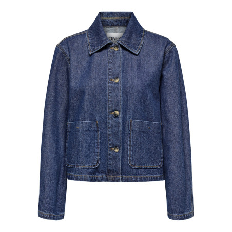ONLY Lerine Pocket Denim Skjorte - Dark Blue Denim