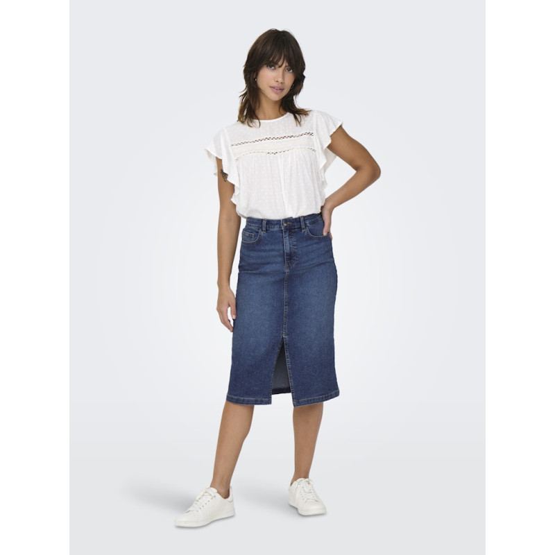 JDY Moon Midi Slit Denim Nederdel - Dark Blue Denim