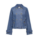 ONLY April Kort Denim Trenchcoat - Medium Blue Denim