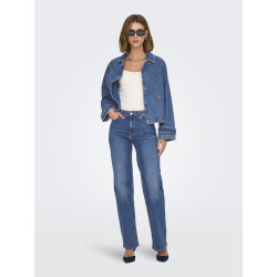 ONLY April Kort Denim Trenchcoat - Medium Blue Denim