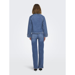 ONLY April Kort Denim Trenchcoat - Medium Blue Denim