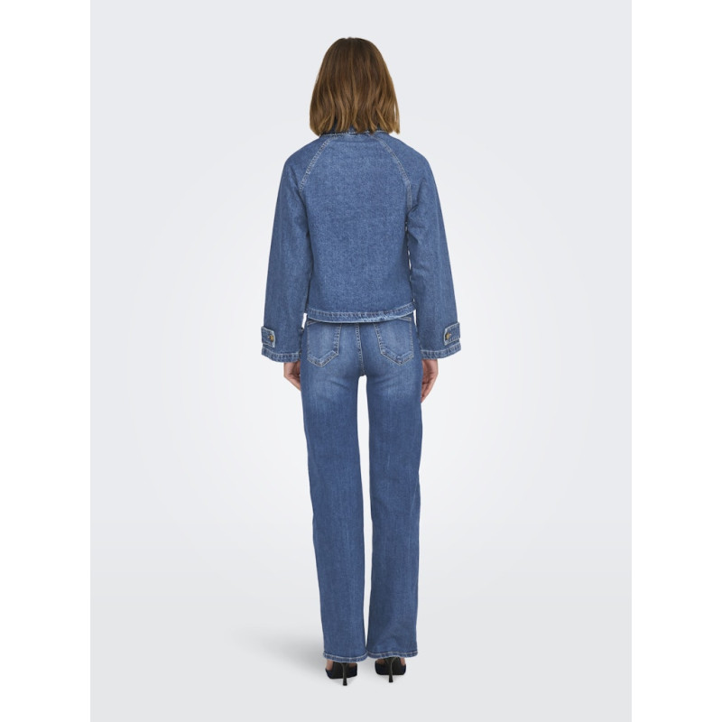 ONLY April Kort Denim Trenchcoat - Medium Blue Denim