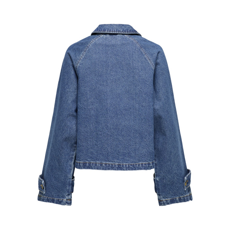 ONLY April Kort Denim Trenchcoat - Medium Blue Denim