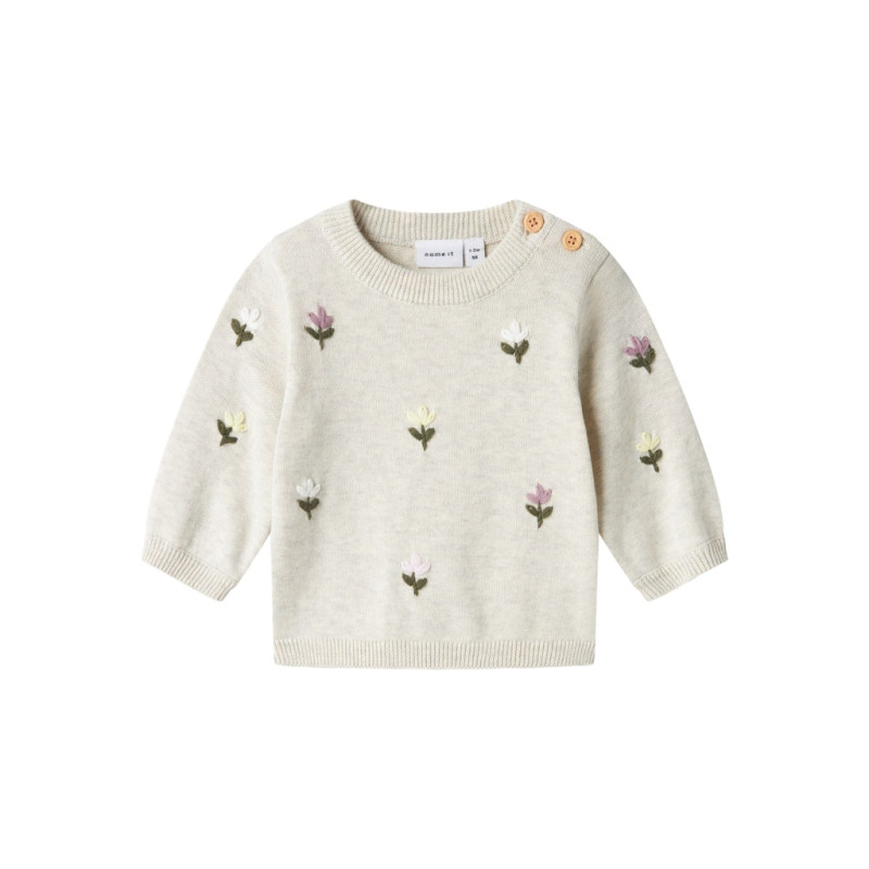 NAME IT BABY Faflow Striktrøje - Peyote Melange