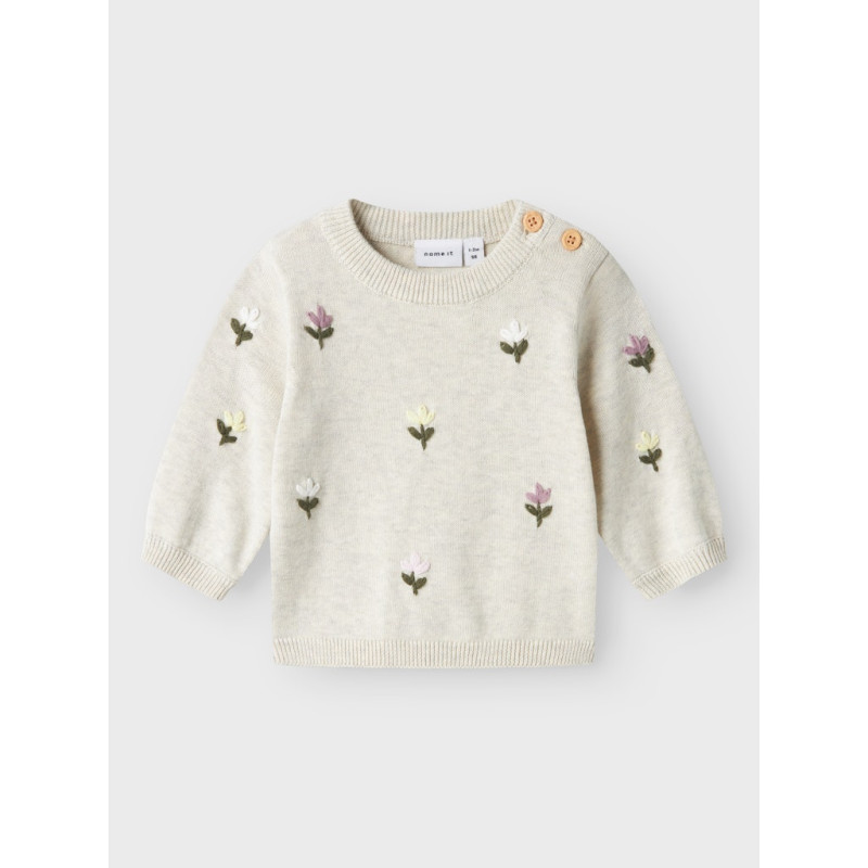 NAME IT BABY Faflow Striktrøje - Peyote Melange