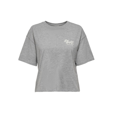 JDY Cally Print T-Shirt - Light Grey Melange