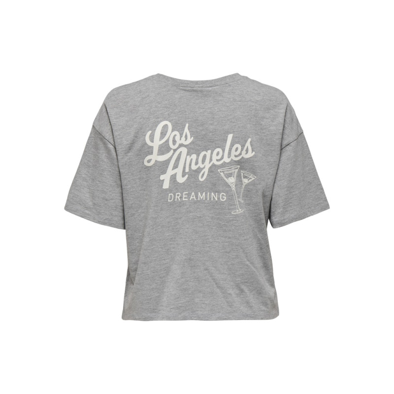 JDY Cally Print T-Shirt - Light Grey Melange